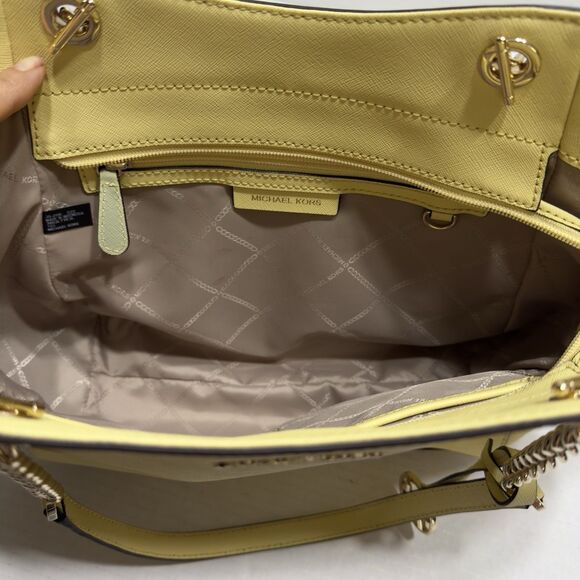 Michael Kors Jet Set Chain Large Shoulder Tote Yellow Saffiano Leather Bag Purse - Picture 14 of 14